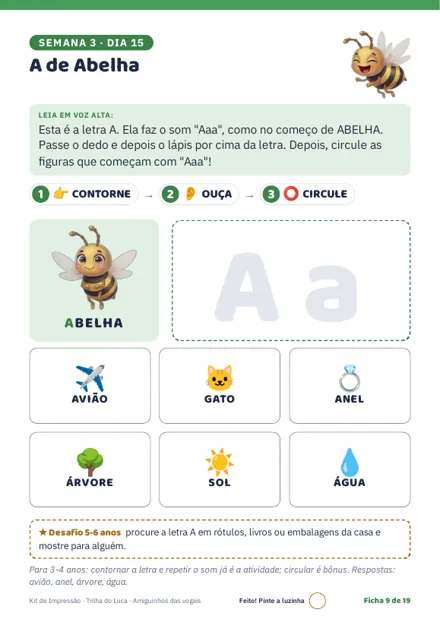 Ficha do Kit de Impressão: A de Abelha