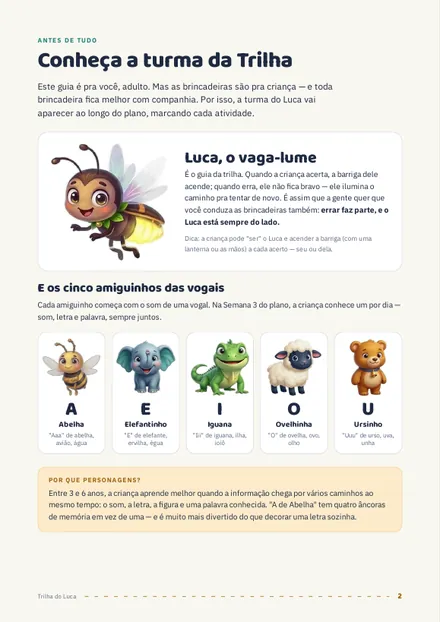 Página de apresentação do Luca e seus amiguinhos